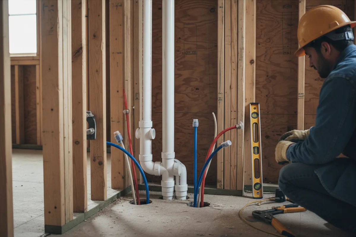 Drain and supply rough-in during Drain Cleaning in Amelia